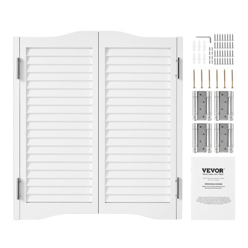 

VEVOR Puertas Batientes para Cafetería, Puertas con Arco Superior de Doble Acción de Madera de Pino 805 x 28 x 900 mm con Bisagras y Herrajes para Pasillo, Cocina, Bar, Entrada de Pub, Blanco