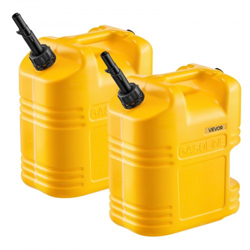 VEVOR Bidón de Gasolina 19 L, Tanque de Combustible de HDPE y PP, con Pico y Escala, Caudal Máximo de 15 L/min, a Prueba de Fugas, para la Mayoría de Autos, Motocicletas, ATV, UTV, Amarillo, 2 Piezas