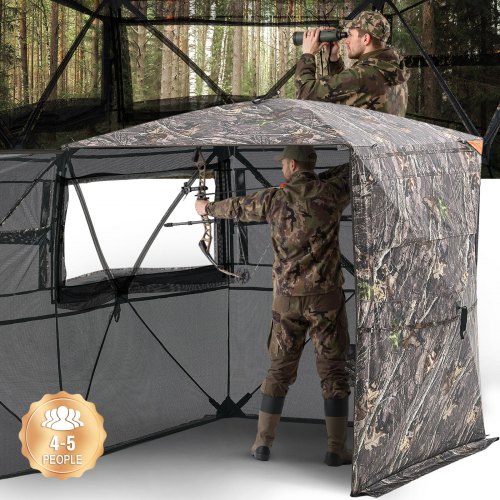 

VEVOR Persiana de Caza Transparente para 4 o 5 Personas con Bolsa de Transporte, Camuflaje, 360 Grados, con Puerta y Ventana Silenciosas, Cremallera, para Pavos y Ciervos, 1780 x 1780 x 2050 mm
