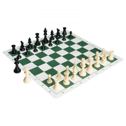 

VEVOR Juego de ajedrez de torneo, tablero de ajedrez enrollable para principiantes 50 cm, juego de ajedrez de silicona plegable con bolsa de almacenamiento de piezas de ajedrez con peso de plástico