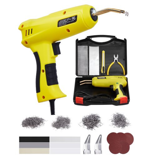 VEVOR Kit de Soldadura de Plástico 220 W con 800 Grapas Calientes y 56 Varillas de Soldadura, con Luz LED, Estuche de Transporte para Juguetes, Reparación de Parachoques Automóviles, 230 x 168 x 56 mm