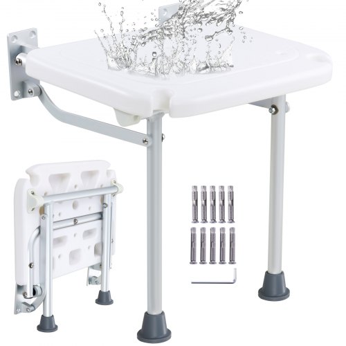 

VEVOR Asiento de Ducha Plegable de PE, 400 x 375 x 425 mm, Banco de Ducha Plegable Montado en la Pared con Capacidad de Carga de 226,8 kg, para Personas Mayores, Mujeres Embarazadas, Niños y Adultos
