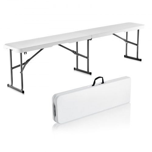 

VEVOR Banco Plegable Plástico Portátil Pícnic Blanco 1820 x 280 x 430 mm 2 uds