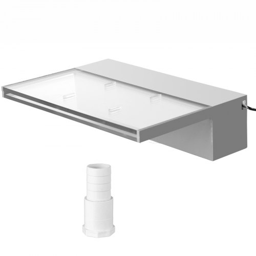 

VEVOR Aliviadero para Fuente de Piscina de 11,8 x 3,2 x 8,1 pulgadas, Aliviadero de Fuente de Acrílico Sólido con Tira Azul de Luz LED, Fuente de Cascada para Estanque de Jardín, Piscina, Cuadrados