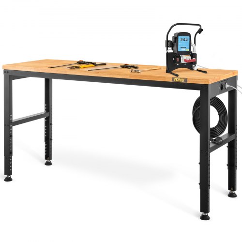 

VEVOR Banco de Trabajo de Altura Ajustable 72-97 cm Banco para Taller Escritorio de Tablón de Roble 122 x 61 cm Marco de Acero Mesa de Trabajo Carga de 900 kg para Garajes, Talleres, Oficinas, Hogares