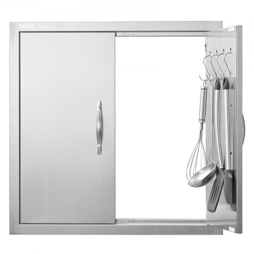 

VEVOR Puerta de Acceso a Barbacoa 610 x 610 x 48 mm Puerta de Cocina Exterior Doble Puerta Empotrada de Acero Inoxidable con Manija para Isla de Barbacoa, Estación de Parrilla, Armario Exterior