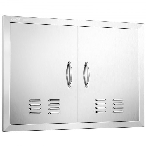 

VEVOR Puerta de Acceso a Barbacoa 762 x 533 x 46 mm Puerta de Cocina Exterior Doble Puerta Empotrada de Acero Inoxidable con Manija para Isla de Barbacoa, Estación de Parrilla, Armario Exterior