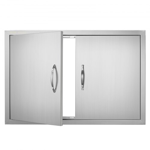 

VEVOR Puerta de Acceso a Barbacoa 838 x 558 x 46 mm Puerta de Cocina Exterior Doble Puerta Empotrada de Acero Inoxidable con Manija para Isla de Barbacoa, Estación de Parrilla, Armario Exterior