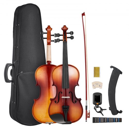 

VEVOR Violín de 4/4 355 mm Tamaño Completo de Madera Maciza, Marrón Brillante