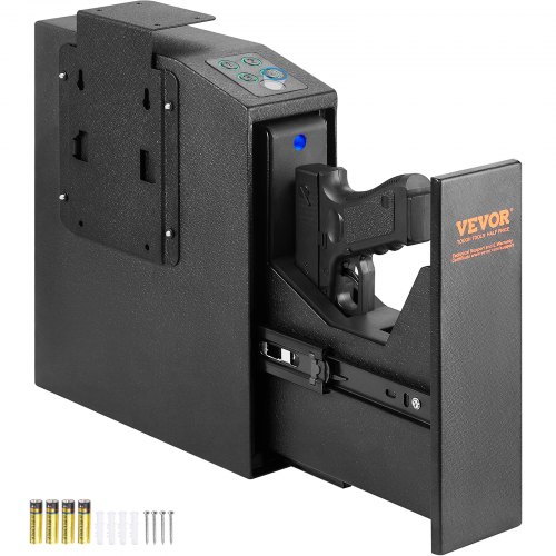 

VEVOR Caja Fuerte para Armas Biométrica de Acero para 1 Pistola, Combinación de Llaves de Desbloqueo de Huellas Dactilares de 3 Vías para Joyería, Pistolas, Documentos, Hogar, 25,5x9,5x32 cm, Negro
