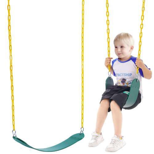 

VEVOR - Juego de 2 columpios con cadenas revestidas de 66 pulgadas y ganchos a presión, soporta 300 libras de repuesto para columpios de exterior, accesorios para columpios para niños, para uso en exteriores e interiores, color verde