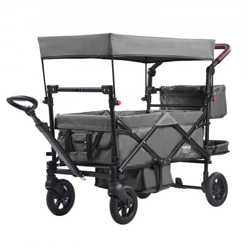 

VEVOR Carro Plegable para 2 Niños Cochecito de Transporte 25 kg Gris Oscuro