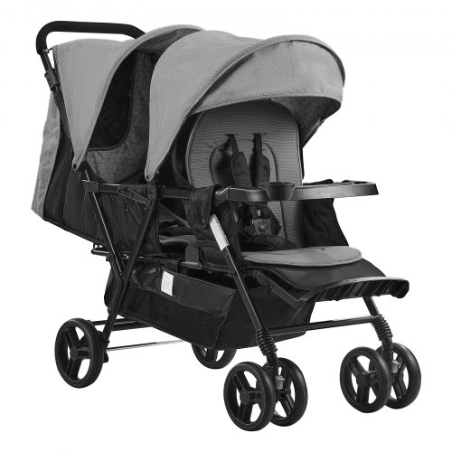 

VEVOR Cochecito Doble Plegable Ligero Asiento Tándem para Niños Pequeños, Gris