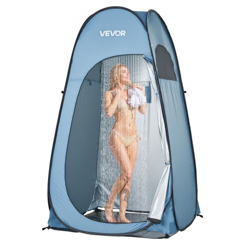 

VEVOR Tienda de Ducha Plegable con Instalación Instantánea y Cambiador, Incluye Piquetas, Cuerdas y Bolsa de Transporte, de Poliéster 190T, para Camping, Playa y Pesca, Azul, 119 x 119 x 210 cm
