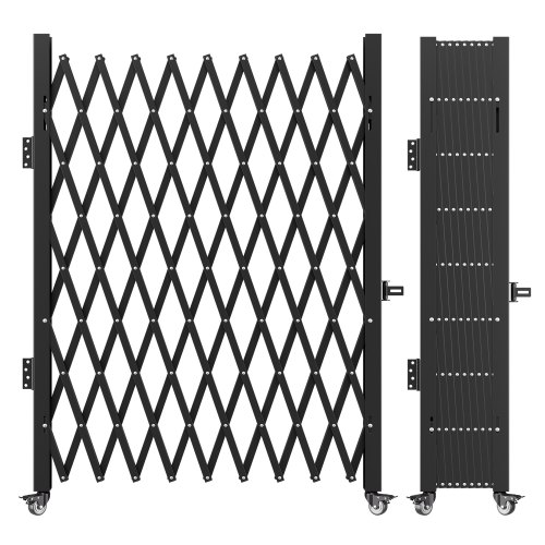 

VEVOR Barrera de seguridad extensible plegable individual 2,4 x 2,16 m valla de escalera de acero enrollable 360° puerta de tijera o puerta con candado para garaje del sótano de casa, negro