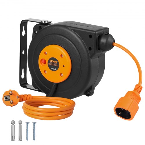 

VEVOR Carrete de Cable de Extensión Retráctil 9 m 1000 W con Cable de Alimentación de 1 m Protección contra Sobrecalentamiento Tope de Cable Ajustable Cable de Extensión para Montaje en Techo, Pared