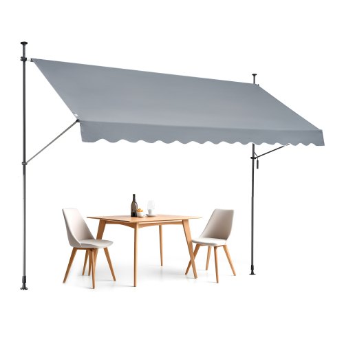 

VEVOR Toldo Retráctil Manual Parasol 3,5x1,2 m con Manivela para Balcón, Gris