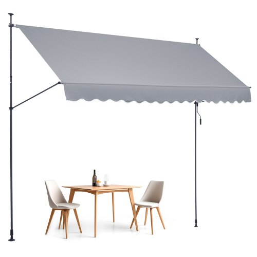 

VEVOR Toldo Retráctil Manual 4 x 1,2 m con Manivela para Balcón Terraza, Gris