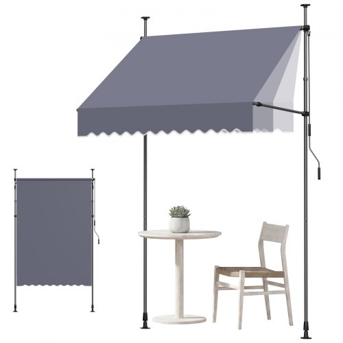

VEVOR Toldo Manual Retráctil 150 cm, Toldo Enrollable Exterior, Altura Ajustable 210 - 310 cm, Protección Solar, Manivela Articulada, sin Taladro, Parasol Impermeable para Jardín Patio Balcón Terraza