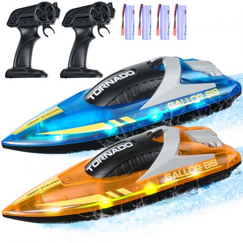 

VEVOR 2 PCS RC Barco 2,4 GHz de Carrera de Control Remoto 12km/h, Azul, Naranja