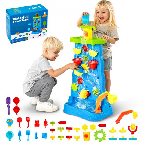

VEVOR Mesa de Arena y Agua para Niños Pequeños, Juego de Cascada de Actividades de Doble Cara con 37 Accesorios, Mesa Sensorial de Actividades de Verano al Aire Libre para Niños de 3 Años y Más