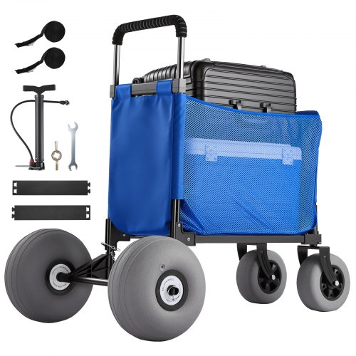 

VEVOR Carro de Playa con Ruedas de Globo, Carrito Plegable Capacidad de Carga de 75 kg, con Asa Ajustable de 4 Niveles, Bolsa de Almacenamiento, para Camping, Pesca, Eventos Deportivos, Picnics