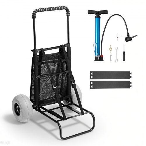 

VEVOR Carrito de Playa con Ruedas Sólidas para Arena, Plataforma de Carga de 510 x 370 mm, Carro de Arena Plegables y Altura Ajustable Carro Resistente para pícnica, Camp, Pesca, Playa, Jardinería