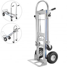 VEVOR 3 en1 450KG Aluminio Plegable Carretilla de Mano Carro con Ruedas, Carro de Transporte Apilable Manipulación Manual de Servicio Pesado, Fácil de Operar