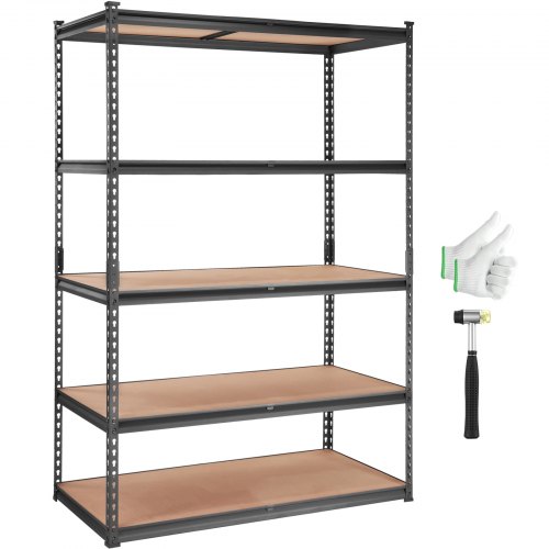 

VEVOR Estantería de Almacenamiento Ajustable de 5 Niveles 121,9x61x182,9 cm Estantería Metálica de Alta Resistencia Carga 907,2 kg Estantería de Almacenamiento para Cocina Taller Sótano Baño Lavadero
