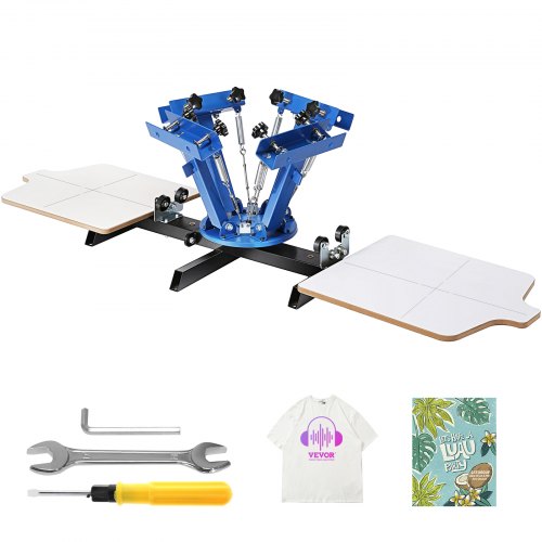 

VEVOR Máquina de Impresión para Serigrafía 4 Colores 2 Estaciones Máquina de Serigrafía Platina 54x45cm Carcasa Metálica Máquina de Impresión de Pantalla Palé Máximo 55x65cm para Camiseta Madera Papel