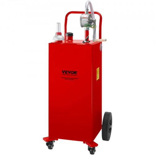 

VEVOR Fuel Caddy Tanque de almacenamiento de combustible de 35 galones, 4 ruedas con bomba Manuel, rojo