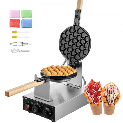 

VEVOR Máquina para Hacer Waffles con Burbujas y Huevos 1400 W 593 x 220 x 268 mm