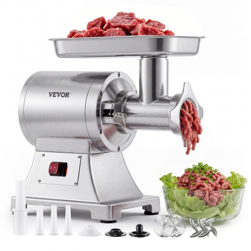 

VEVOR Picadora de Carne 750W 1 HP, Picadora de Carne Eléctrica 4,2 kg/min, de Acero Inoxidable, con 2 Placas, 3 Tubos de Embutir Salchichas, para Cocinas Domésticas, Restaurantes, Carnicerías