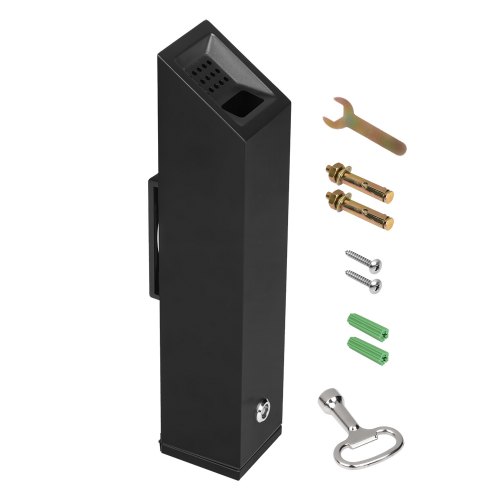 

VEVOR Cenicero 132 x 100 x 487 mm, Cenicero Cuboides Montado en la Pared, Contenedor para Colillas de Acero Inoxidable y Aleación de Aluminio para Exterior, Jardín, Oficina, Restaurante, Hotel, Negro