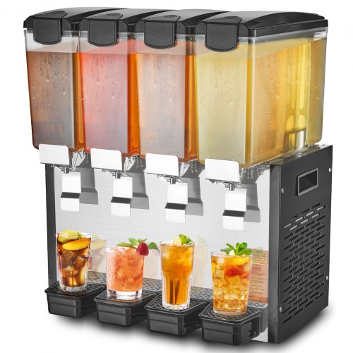 

VEVOR Dispensador de Bebidas Comercial 10L x 4 Tanques de Bebidas Frías Heladas