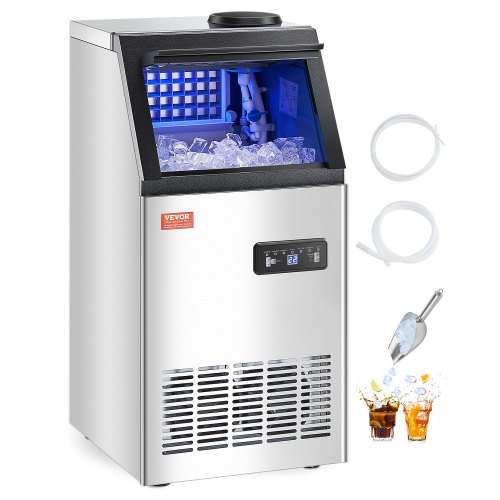 

VEVOR Máquina para Fabricar Hielo 54,43 kg/24 h con Capacidad de Almacenamiento de 12,7 kg 36 Cubitos de Hielo en 15 Minutos Pantalla Digital LED Autolimpiante Independiente para Bar, Restaurante