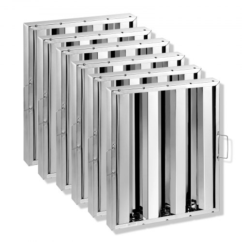 

VEVOR Filtro de Campana Comercial de Cocina de Restaurante de Acero Inoxidable para Campanas Extractoras de Cocina Comerciales con Clasificación de Grasa, 3 Ranuras, Paquete de 6, 393 x 493 x 45 mm