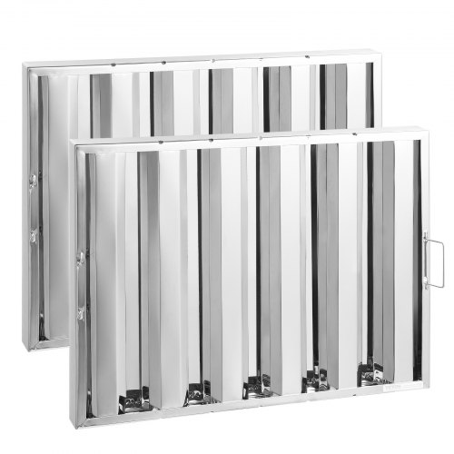 

VEVOR Filtro Deflector de Campana Comercial de Cocina Restaurante de Acero Inoxidable para Campanas Extractoras de Cocina Comerciales con Clasificación Grasa, 5 Ranuras, Paquete 2, 622 x 493 x 45 mm