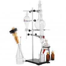 VEVOR Kit de Vidrio para Destilación Profesional para Laboratorio 25 piezas, Unidad de Destilación Vidrio de Laboratorio, Aparato de Destilación con Condensador, Destilación de Vidrio Agua Pura 500 ml