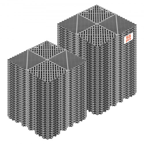 

VEVOR Baldosas para Garaje Entrelazadas, 310 x 310 mm, Paquete de 55 Unidades, Azulejos de Drenaje de Polipropileno Autoventilados, Suelo Modular Antideslizante, para Baño Cocina Zonas Húmedas, Gris
