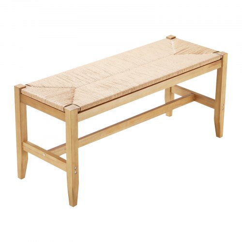 

VEVOR Banco de Ratán de Madera 1015 x 380 x 455 mm Carga de 113 kg, Color Madera