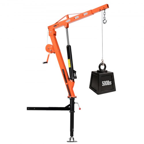 VEVOR Grúa para Camioneta Capacidad de Carga 227 kg, con Gato Hidráulico 8T, Cabrestante Manual, Base de Acero, Pluma Telescópica Rotación 360°, Grúa Pickup para Elevación de Equipos, Fardos de Pienso