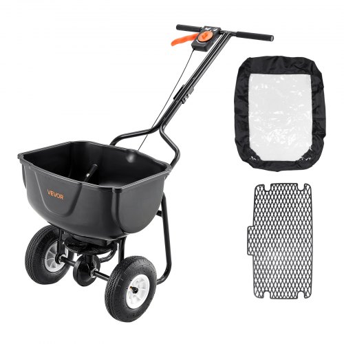 

VEVOR Esparcidor de Empuje Manual Capacidad de 27,2 kg, Esparcidor de Compost con Rejilla de Tolva y Ruedas, Ancho de Esparcimiento de 0 a 3 m para Semillas y Fertilizantes, para Jardín, Césped