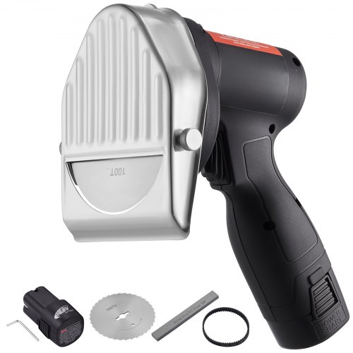 

VEVOR Cortafiambres Eléctrico sin Cable 80 W, Cortafiambres Comercial de Acero Inoxidable Shawarma Döner Kebab, con Batería 2 Cuchillas D100 mm, Grosor Ajustable 0-8 mm, para Restaurante, Snack-bar