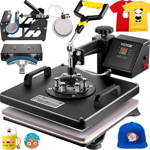 

VEVOR 5 en 1 Nueva Máquina de Sublimación de Camiseta 38 X 38 cm Prensa de Transferencia de Calor Digital, Máquina de Prensa de Calor, Máquina de Transferencia de Calor con Placa Ajustable Negro