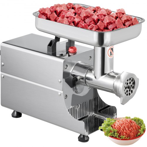 

VEVOR Picadora de Carne de Acero Inoxidable 304 con Motor de 370 Vatios, con 2 Arandelas (6 + 8 mm), 80 kg por Hora