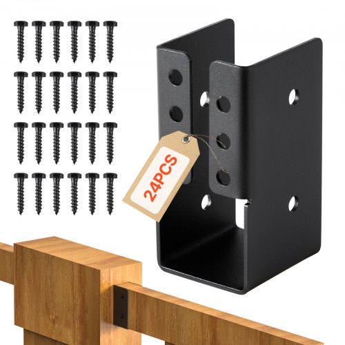 

VEVOR Soporte para Vigas Ocultas, con Brida Oculta y Tornillos, para Exteriores, Soportes de Acero Ligeros para Vigas de 49 x 92 mm, Columpios, Vallas y Toboganes de Madera, 24 Unidades, Negro