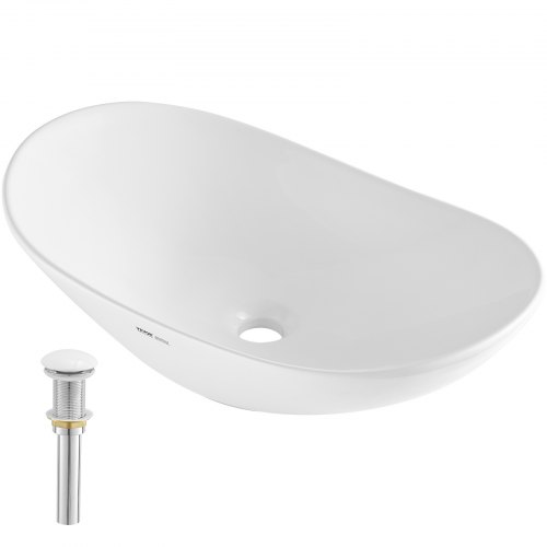 

VEVOR Lavabo de Cerámica Moderno de 592 x 361 x 158 mm para Baño Encimera Blanco