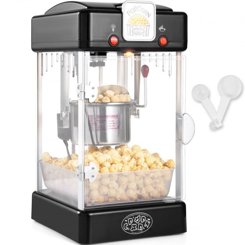 

VEVOR Máquina para Hacer Palomitas de Maíz, 300 W, Máquina para Hacer Palomitas de Maíz de Sobremesa con Puerta de Polipropileno, Incluye 2 Palas y Bandeja, Estilo Cine, Negro, 240 x 275 x 475 mm