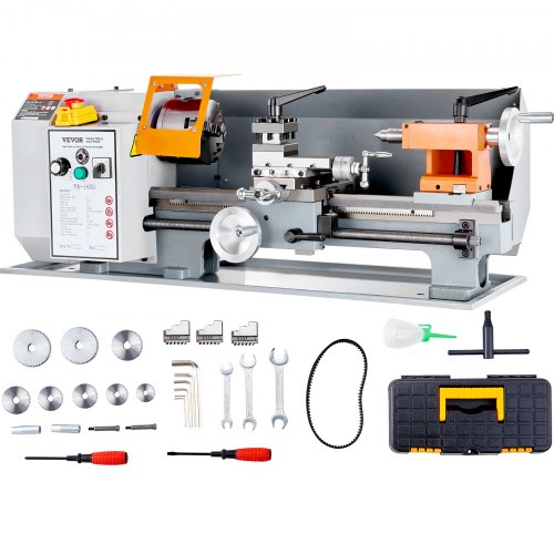 

VEVOR Torno de Metal de Precisión 7" x 14" Mesa de Torno de Metal 500 W Velocidad Variable Continua 0-2200 rpm Motor de Cepillo de Metal Caja de Herramientas para Mecanizado de Piezas de Precisión